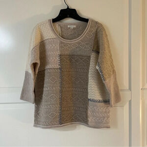 Garnett Hill merino wool patchwork color block sweater 11634